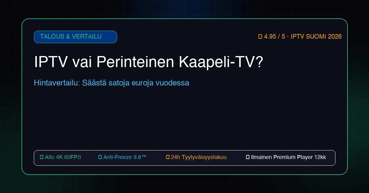 IPTV vai perinteinen kaapeli TV — Hintavertailu ja vuotuiset säästöt
