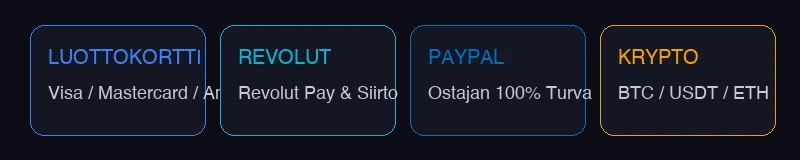 Turvalliset maksutavat IPTV Suomi -tilaukselle: Luottokortti, Revolut, PayPal ja Krypto